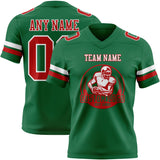 Custom Kelly Green Red-White Mesh Authentic Football Jersey