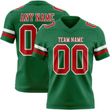 Custom Kelly Green Red-White Mesh Authentic Football Jersey