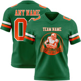 Custom Kelly Green Orange-White Mesh Authentic Football Jersey