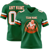 Custom Kelly Green White-Orange Mesh Authentic Football Jersey