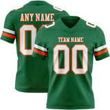 Custom Kelly Green White-Orange Mesh Authentic Football Jersey