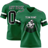 Custom Kelly Green Black-White Mesh Authentic Football Jersey
