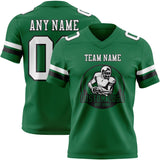 Custom Kelly Green White-Black Mesh Authentic Football Jersey