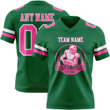 Custom Kelly Green Pink-White Mesh Authentic Football Jersey