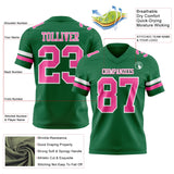 Custom Kelly Green Pink-White Mesh Authentic Football Jersey