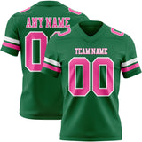 Custom Kelly Green Pink-White Mesh Authentic Football Jersey