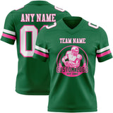 Custom Kelly Green White-Pink Mesh Authentic Football Jersey