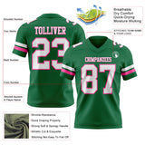 Custom Kelly Green White-Pink Mesh Authentic Football Jersey