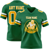 Custom Kelly Green Gold-White Mesh Authentic Football Jersey
