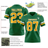 Custom Kelly Green Gold-White Mesh Authentic Football Jersey