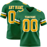 Custom Kelly Green Gold-White Mesh Authentic Football Jersey