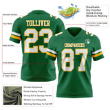 Custom Kelly Green White-Gold Mesh Authentic Football Jersey