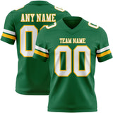 Custom Kelly Green White-Gold Mesh Authentic Football Jersey
