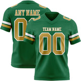 Custom Kelly Green Old Gold-White Mesh Authentic Football Jersey