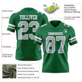 Custom Kelly Green Gray-White Mesh Authentic Football Jersey