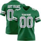 Custom Kelly Green Gray-White Mesh Authentic Football Jersey