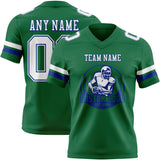 Custom Kelly Green White-Royal Mesh Authentic Football Jersey