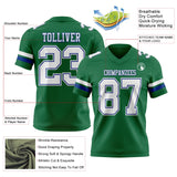 Custom Kelly Green White-Royal Mesh Authentic Football Jersey