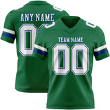 Custom Kelly Green White-Royal Mesh Authentic Football Jersey