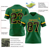 Custom Kelly Green Black-Gold Mesh Authentic Football Jersey