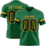 Custom Kelly Green Black-Gold Mesh Authentic Football Jersey