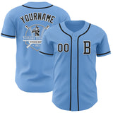 Custom Light Blue Black-White Authentic Baseball Jersey