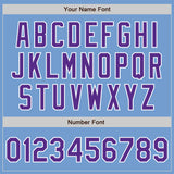Custom Light Blue Purple-White Authentic Baseball Jersey