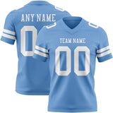 Custom Light Blue White Mesh Authentic Football Jersey