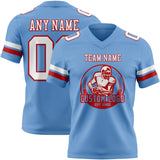 Custom Light Blue White-Red Mesh Authentic Football Jersey