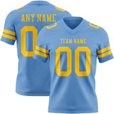Custom Light Blue Yellow Mesh Authentic Football Jersey