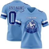 Custom Light Blue Royal-White Mesh Authentic Football Jersey