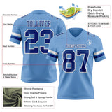 Custom Light Blue Royal-White Mesh Authentic Football Jersey