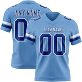 Custom Light Blue Royal-White Mesh Authentic Football Jersey