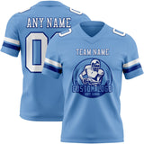 Custom Light Blue White-Royal Mesh Authentic Football Jersey