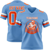 Custom Light Blue Orange-White Mesh Authentic Football Jersey