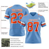 Custom Light Blue Orange-White Mesh Authentic Football Jersey