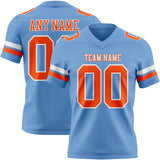 Custom Light Blue Orange-White Mesh Authentic Football Jersey