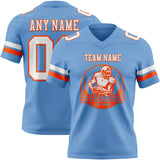 Custom Light Blue White-Orange Mesh Authentic Football Jersey