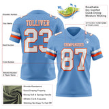 Custom Light Blue White-Orange Mesh Authentic Football Jersey