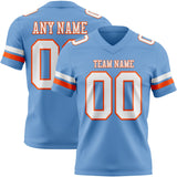 Custom Light Blue White-Orange Mesh Authentic Football Jersey