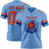 Custom Light Blue Orange-Royal Mesh Authentic Football Jersey
