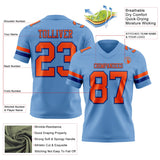 Custom Light Blue Orange-Royal Mesh Authentic Football Jersey