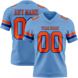 Custom Light Blue Orange-Royal Mesh Authentic Football Jersey