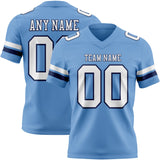 Custom Light Blue White-Navy Mesh Authentic Football Jersey