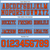 Custom Light Blue Orange-Navy Mesh Authentic Football Jersey