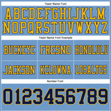 Custom Light Blue Navy-Gold Mesh Authentic Football Jersey