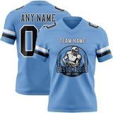 Custom Light Blue Navy-White Mesh Authentic Football Jersey