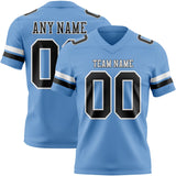 Custom Light Blue Navy-White Mesh Authentic Football Jersey