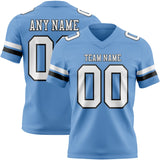 Custom Light Blue White-Black Mesh Authentic Football Jersey