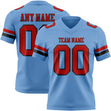 Custom Light Blue Red-Black Mesh Authentic Football Jersey